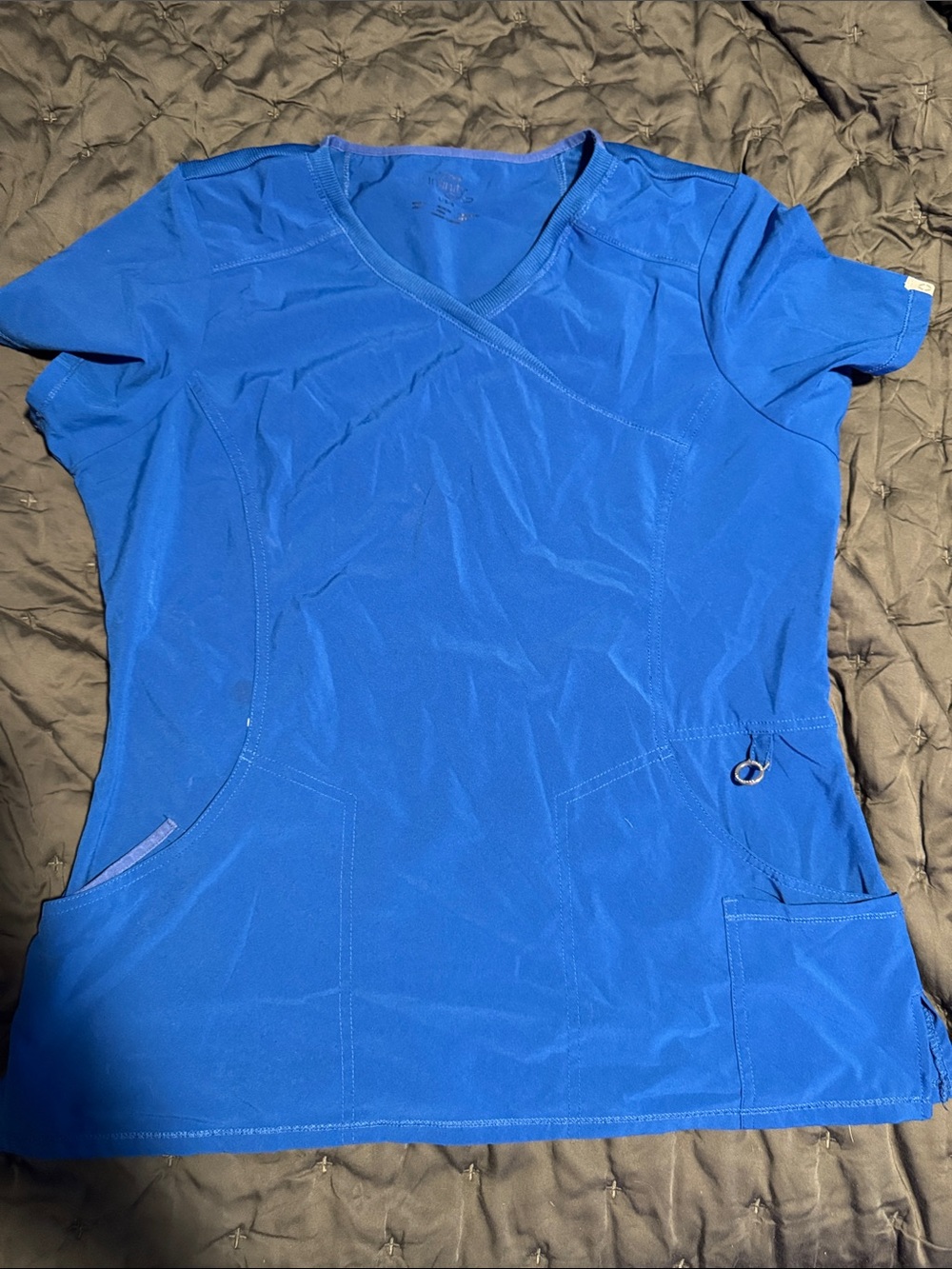 Women's V-Neck Medical Scrub Top in Royal Blue
